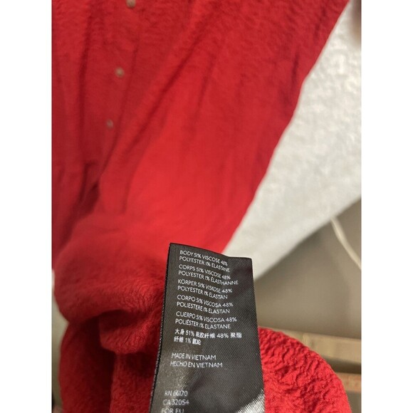 Maeve Anthropologie Scarletta Red Crinkle Gauze Tiered Button Midi Dress Boho S - Picture 6 of 9